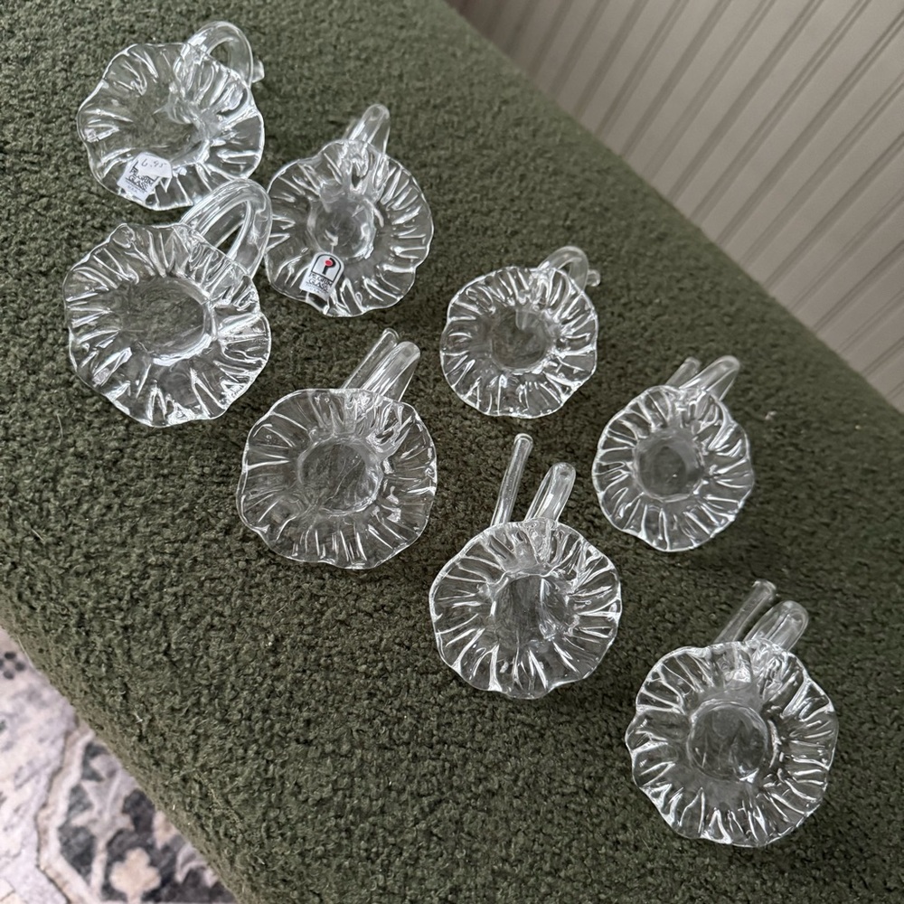 Vintage Pilgrim Glass Murano Style Flower Napkin Rings Set 8 Gorgeous Art Glass‎